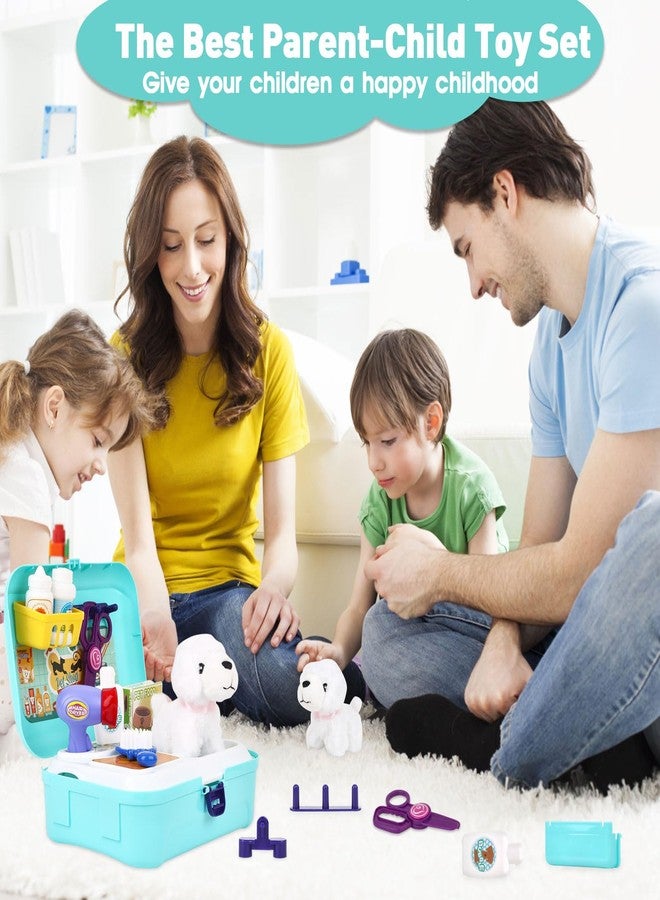 Yuilgdo Pet Care Play Set for Kids, 16Pcs Doctor Kit Pretend Play Vet Puppy Dog Grooming & Feeding Toys with Backpack, Educational Toys for Girls and Boys 3-7 Years Old - Image 4